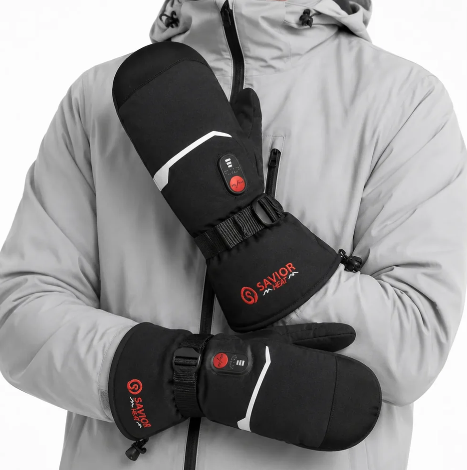 Mănuși negre încălzite tip mitten SAVIOR – detaliu de design